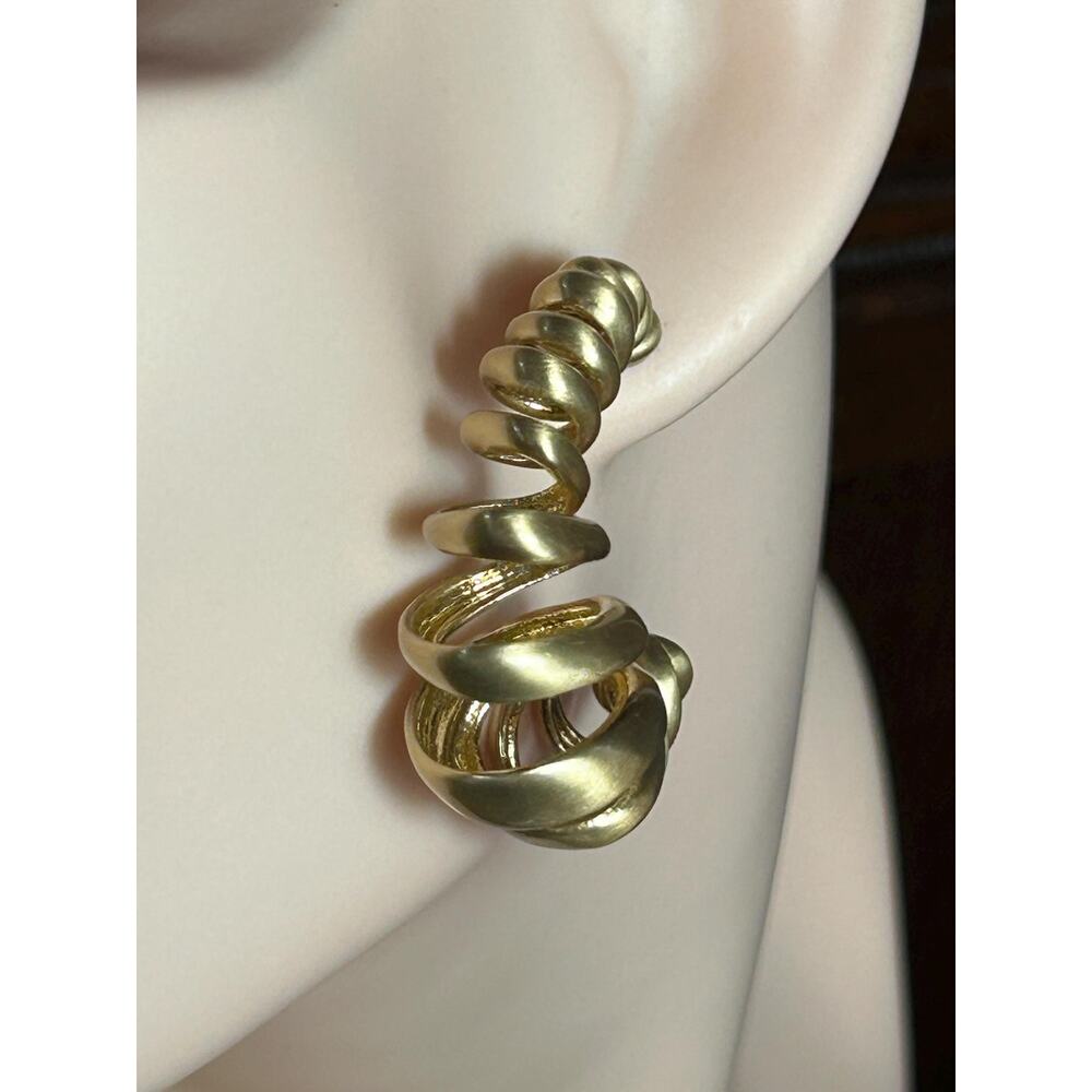 Cult Gaia designer Dionne hoop earring chunky oversized gold tone post earrings